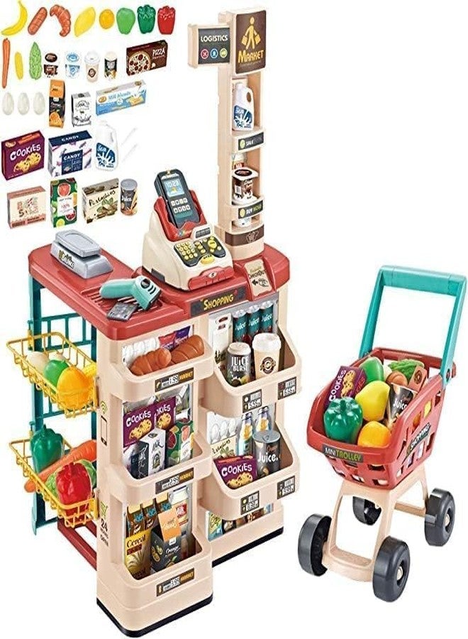 Arthasya Plastic 42 Pcs Big Size Kitchen Playset | Musical & Light Kitchen Set Toy for Kids with Sound and Accessories Set for 4 Year Old (New Home Supermarket Set) - Image 4